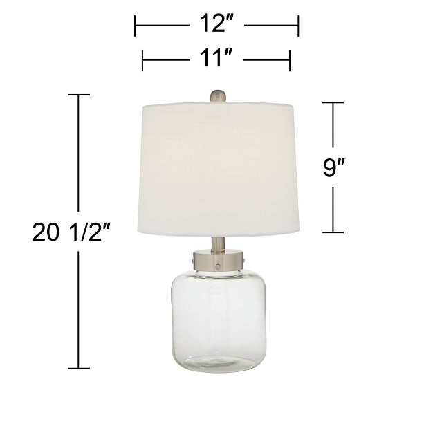 High Clear Glass Fillable Sea Shells Off White Linen Drum Shade For Bedroom Living Room Kids