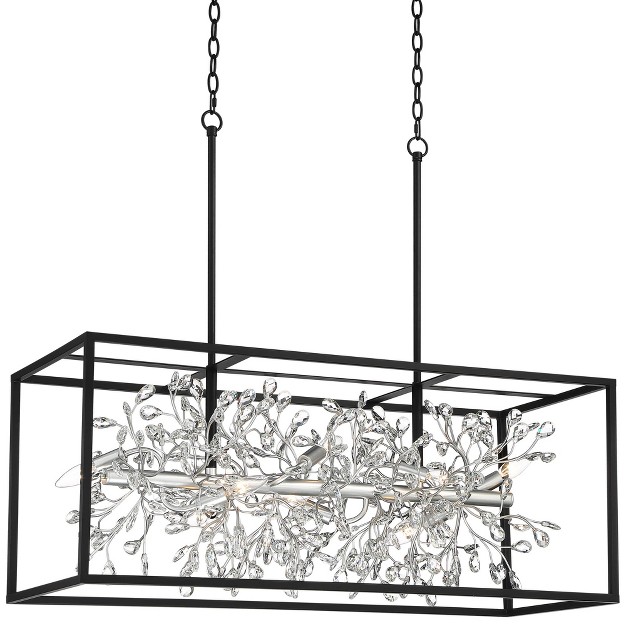 Wide Modern Clear Crystal 8 light Fixture For Dining Room Kitchen Island