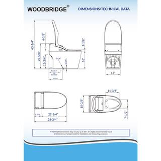 WOODBRIDGE Athena Intelligent 1.28 GPF Elongated Toilet in White with ADA Height Auto Flush Auto Open and Auto Close B0960S