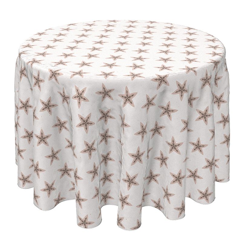 Round Tablecloth， 100% Cotton， 60 Round， Rustic Stars