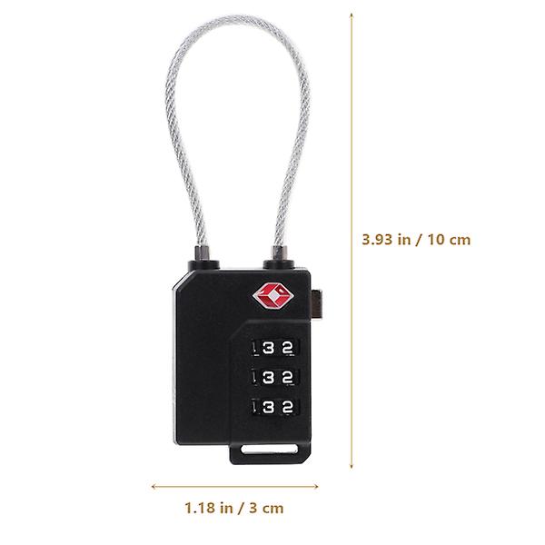 Oulii 4pcs Portable Tsa Approved Security Cable Luggage Lock 3-digit Combination Password Lock Padlock (black)