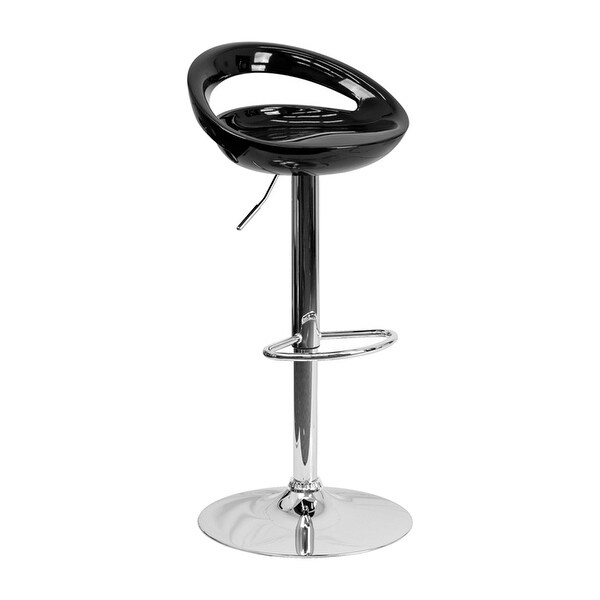 Contemporary Plastic Adjustable Height Bar Stool With Chrome Base