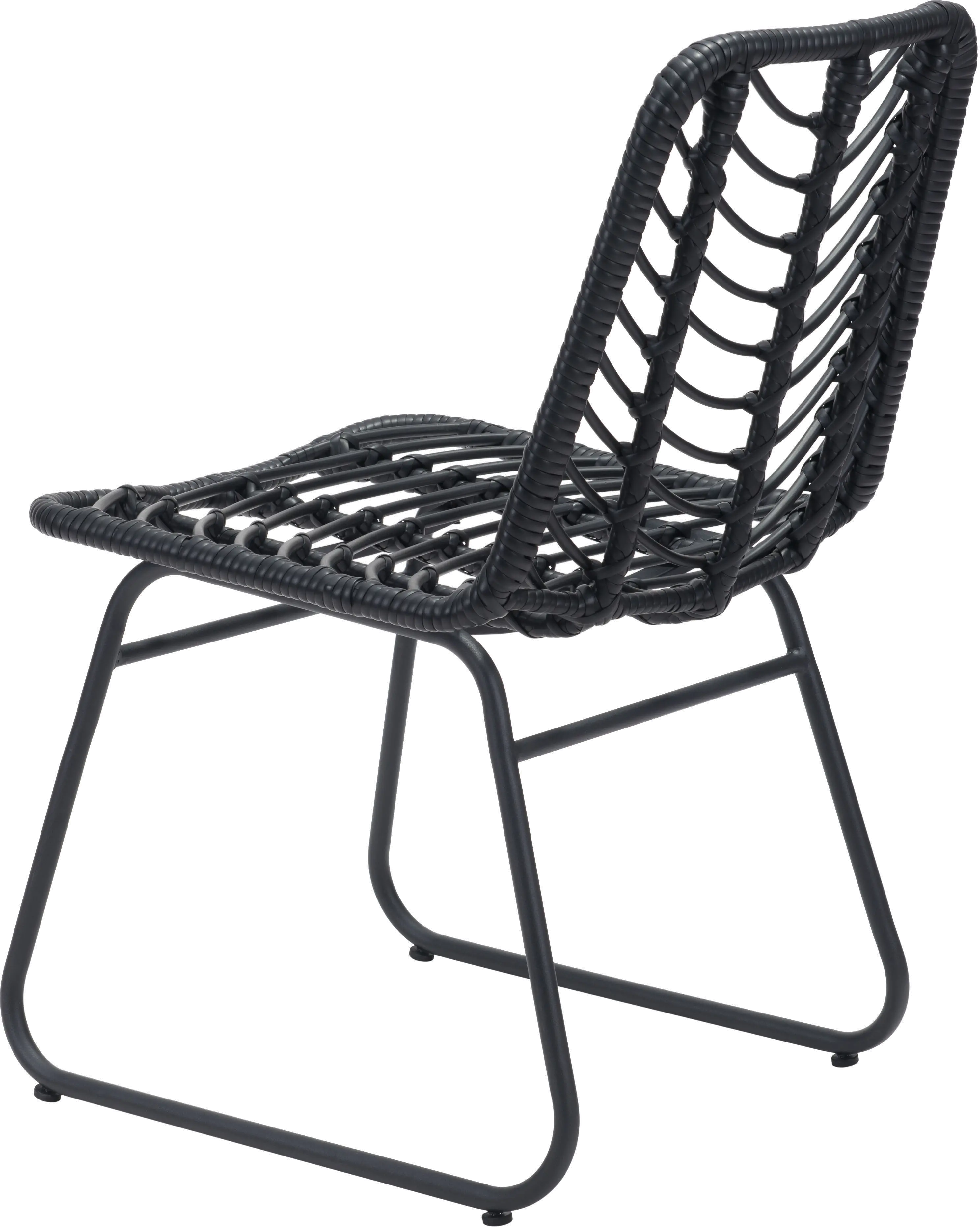 Pair of Modern Black Patio Dining Chairs - Laporte