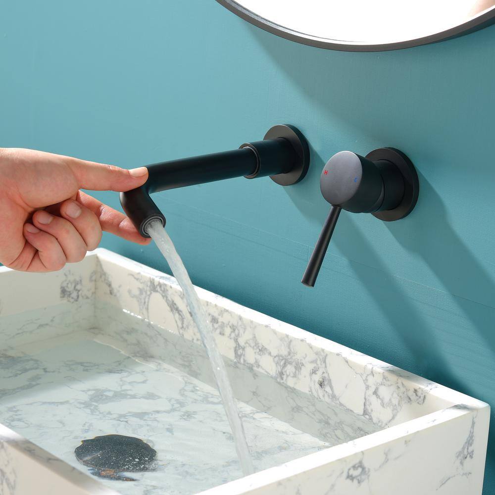 Miscool Single Handle Wall Mounted Bathroom Faucet in Matte Black FANKHD10G0909L