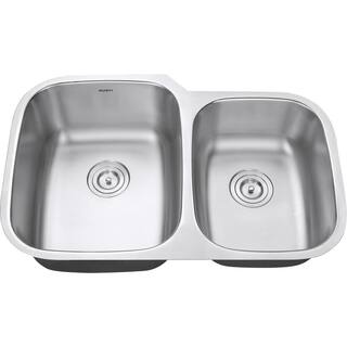 Ruvati 32 in. 6040 Undermount 16-Gauge Stainless Steel Double Bowl Kitchen Sink RVM4310