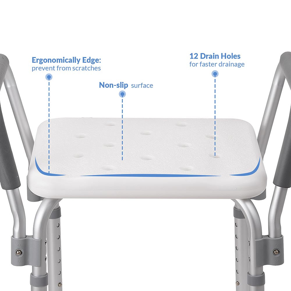 Yescom Shower Stool Bath Chair w/ Armrest & Back 220 LBS Capacity