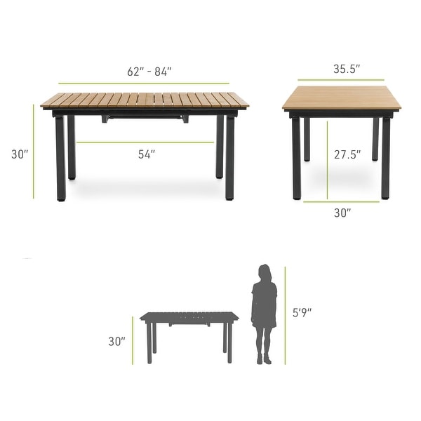 Mackay Teak Extendable and Reclining Outdoor Dining Set for 6 People