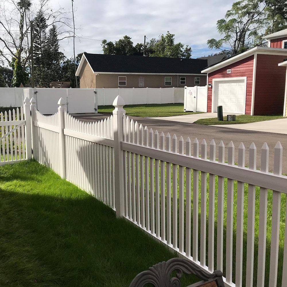 Weatherables Barrington 4 ft. H x 8 ft. W White Vinyl Picket Fence Panel Kit PWPI-1.5NRSC-4X8