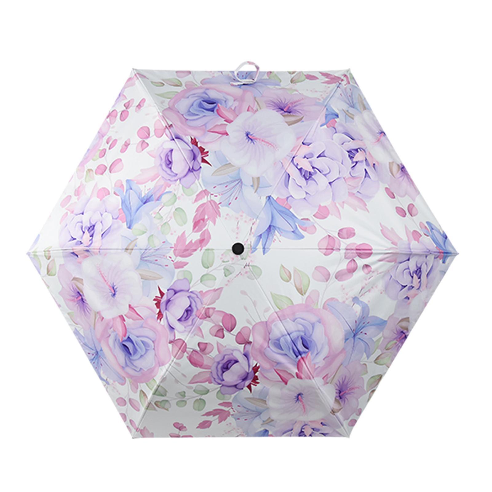 Compact Umbrella Lightweight Compact Manual Open And Close Umbrella For Rain Light Violet Coating