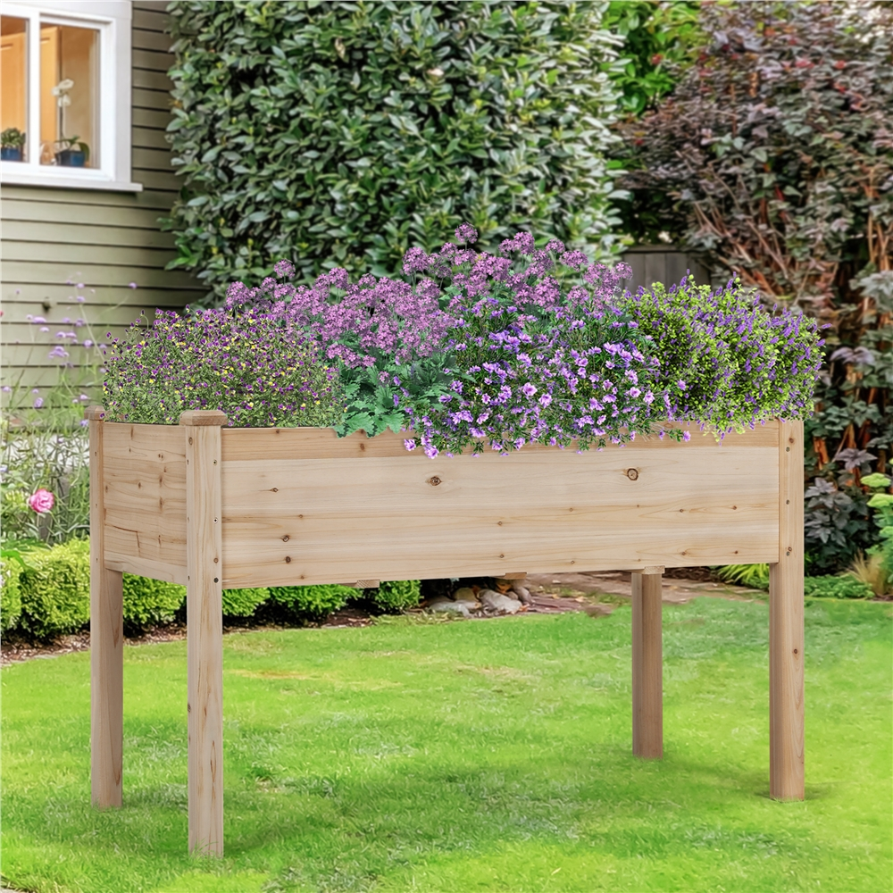 Easyfashion Rectangle Fir Wood Garden Bed Raised Planters, Wood