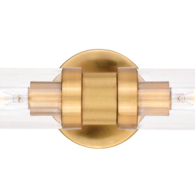 VAXCEL W0390 Levitt 19.25-in 2-Light Satin Brass Modern/Contemporary Vanity Light Bar