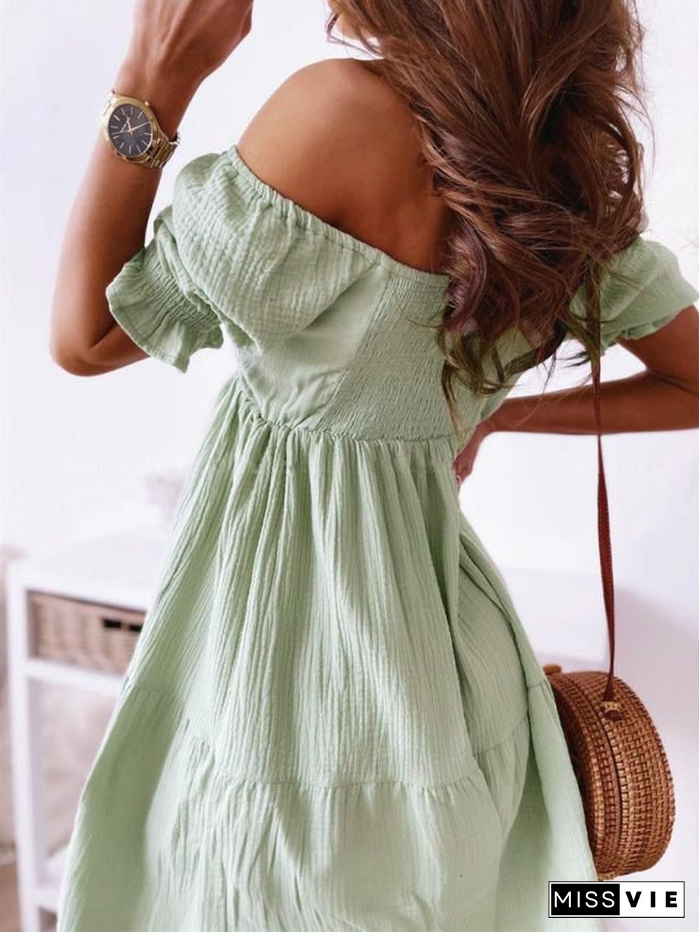 One-neck Chest-wrapped Loose Dress White Dresses