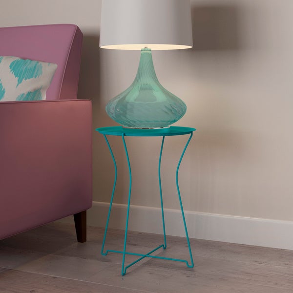 Atlantic Metal Round Side Tray Table; Removeable Tray Top， Decor， Wire Collapsible Legs， Indoor， Outdoor