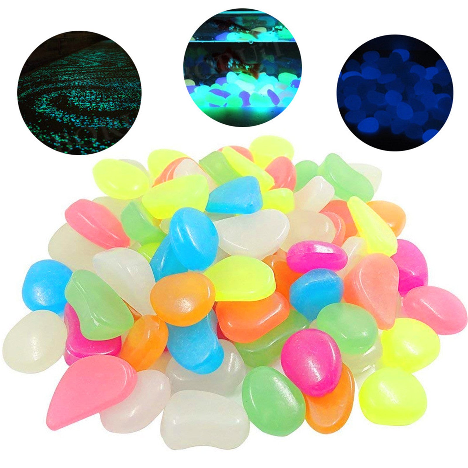 Glow in The Dark Pebbles, Glow Decorative Stones Rocks, Luminous Pebbles for Outdoor Decor, Garden Lawn Yard, Aquarium, Walkway, Fish Tank, Pathway(50pcs Green)