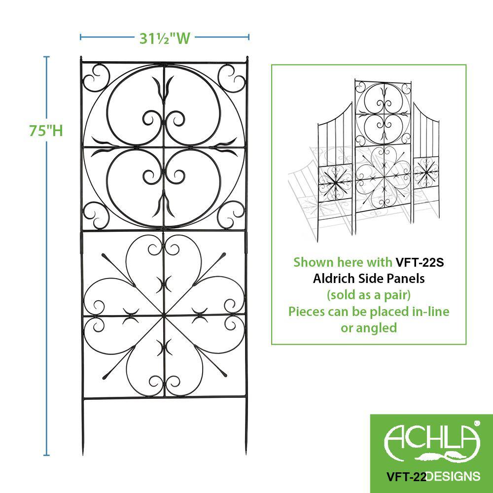 Achla Designs Aldrich Garden Trellis 75 in. Tall Graphite Powder Coat Finish VFT-22