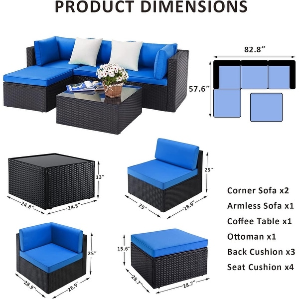 Bossin Patio Furniture Sets Outdoor Sectional Sofa All Weather PE Rattan Patio Conversation Set