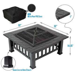 Durango 32 in. x 16.9 in. Square Steel Charcoal Fire Pit 141009