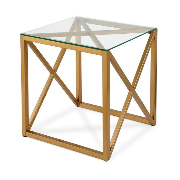 22 x27 Metal Geometric Side Table In Gold Henn amp hart