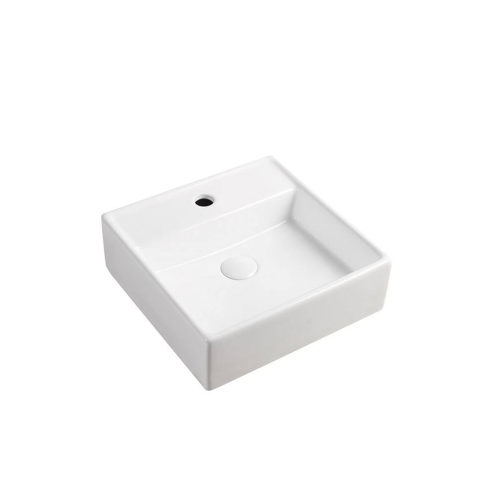 Elanti Wall-Mounted Square Bathroom Sink in White EC9868