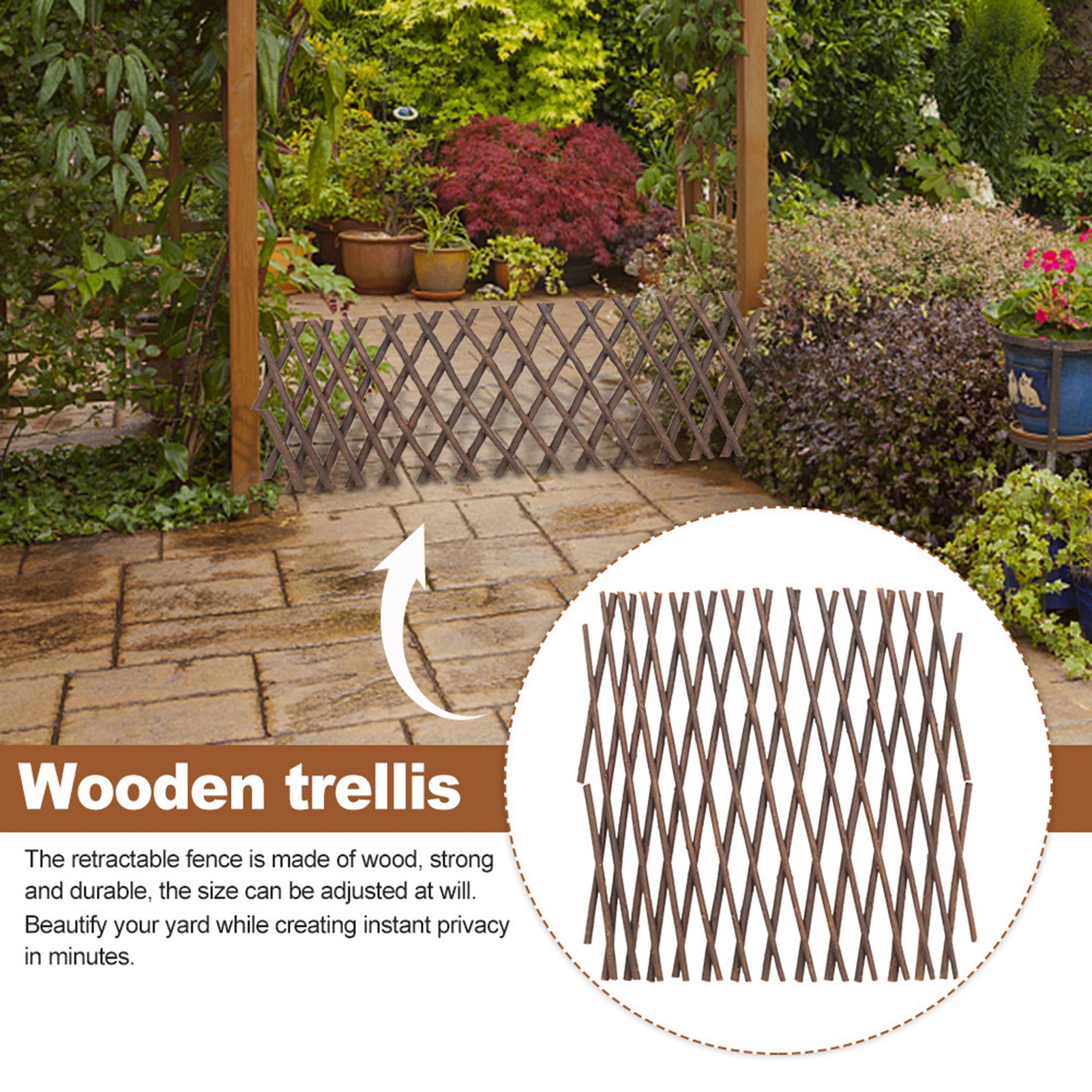 Trellis Fence Expandable Wooden Artificial Fence Screen