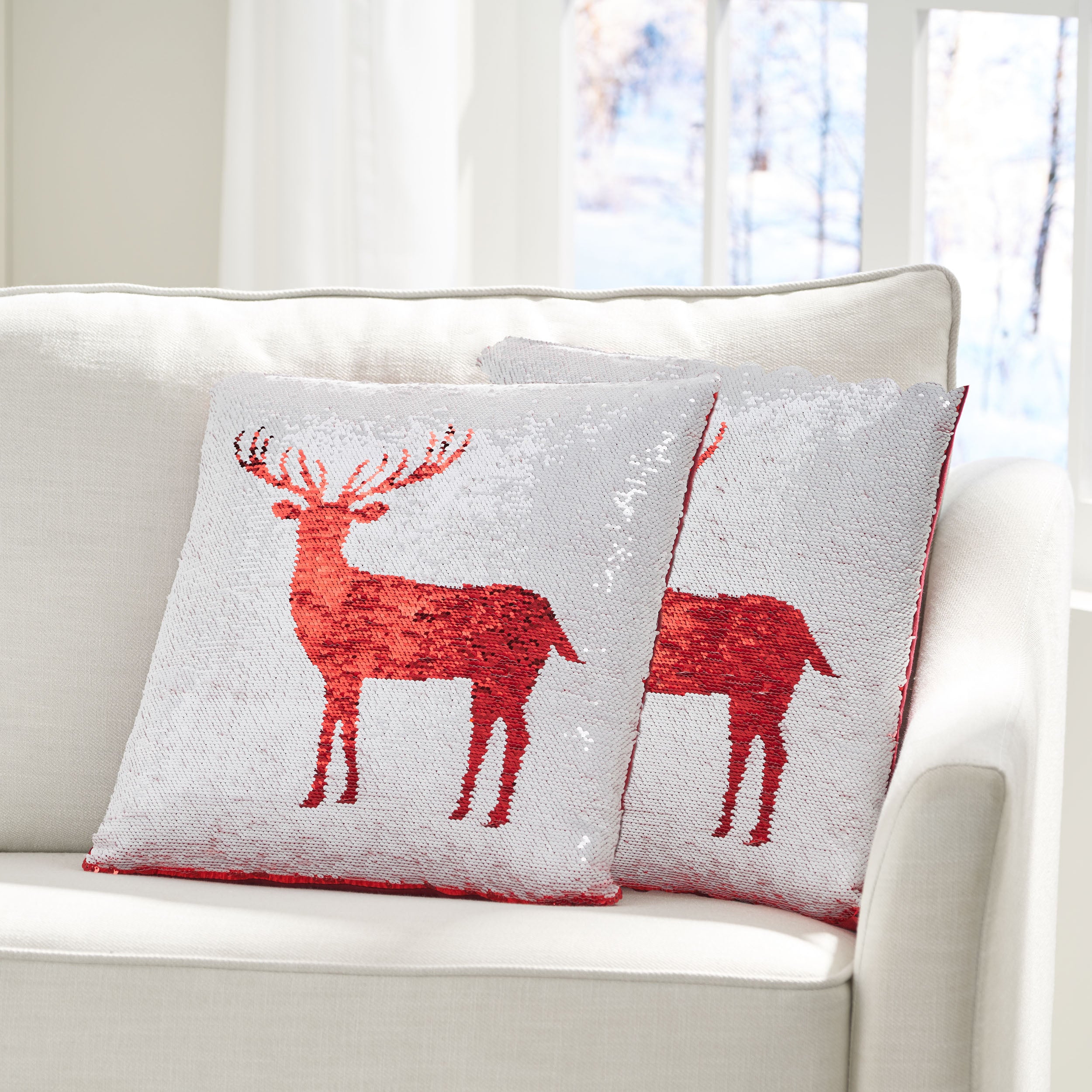 Desota Glam Sequin Christmas Throw Pillow