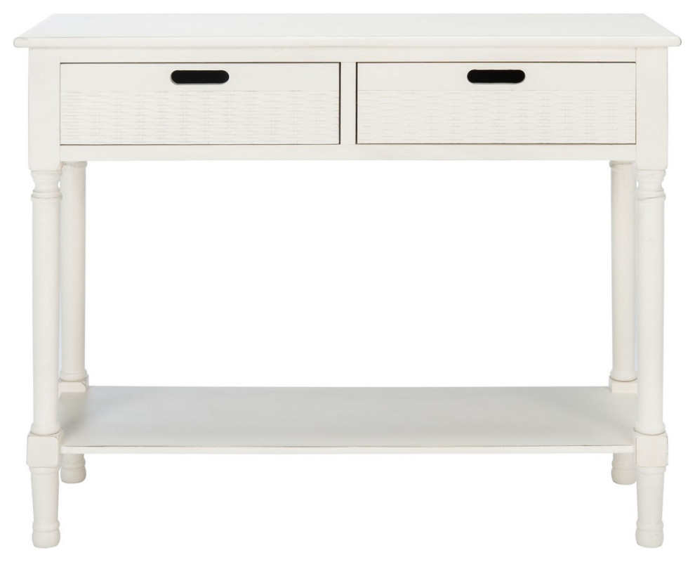 Gracyn 2 Drawer Console Distressed White   Traditional   Console Tables   by AED Luxury Home Decor  Houzz