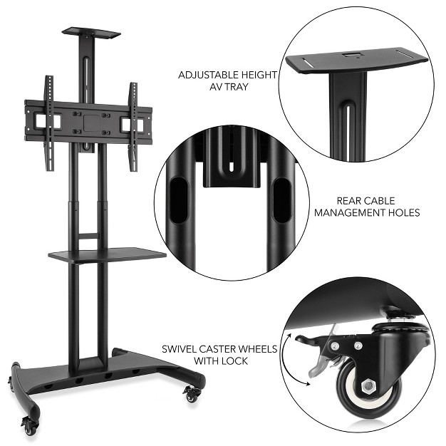 Mount Factory Rolling Tv Cart Mobile Tv Stand For 40 65 Inch Flat Screen Led Lcd Oled Plasma Curved Tv x27 s Universal Mount With Wheels