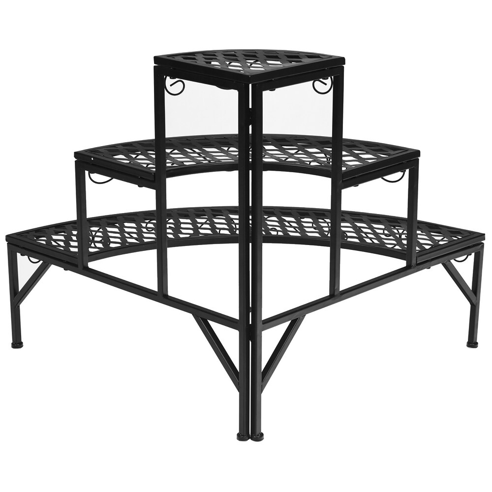 Costway Corner Plant Stand Metal 3 Tier Ladder Potted Shelf Flower