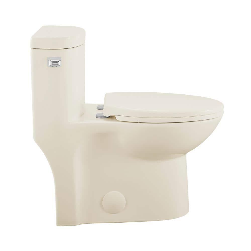 Swiss Madison Sublime 1piece 128 GPF Left Side Single Flush Handle Elongated Toilet in Bisque with Seat Included