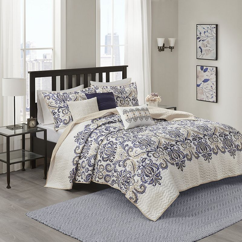 Madison Park Cardiff 6-piece Quilt Set with Shams and Throw Pillows