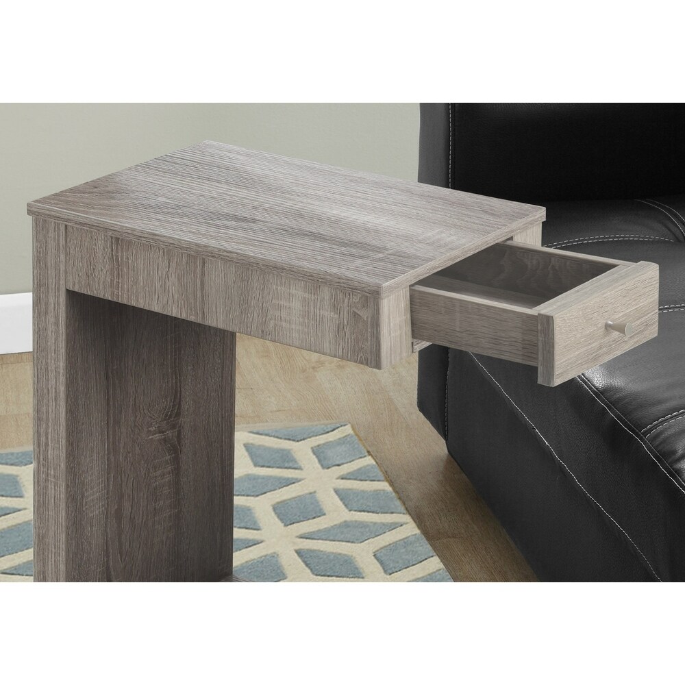 Accent Table  C shaped  End  Side  Snack  Storage Drawer  Living Room  Bedroom  Laminate  Contemporary  Modern