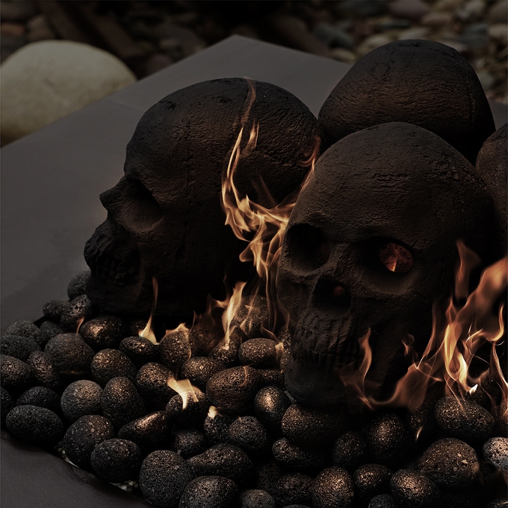 Ceramic Fire Pit Decor  Fire Pit Skulls and Bones  Halloween Pumpkin  For Fire Pits and Fireplaces  Spooky and Scary Decor