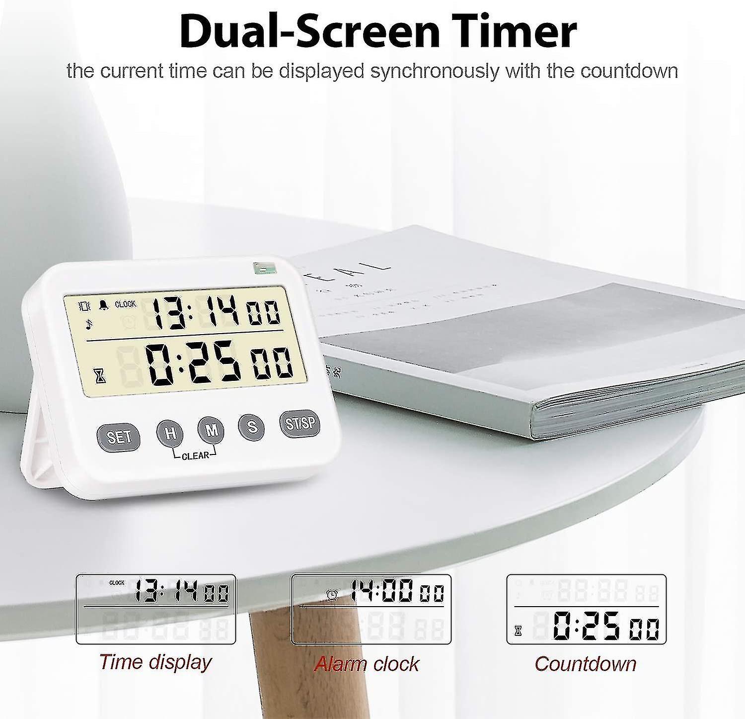 Digital Kitchen Timer， 24-hour Clock， Daily Alarm Clock， Count Down/up Kitchen Clock Timer With Large Lcd Display