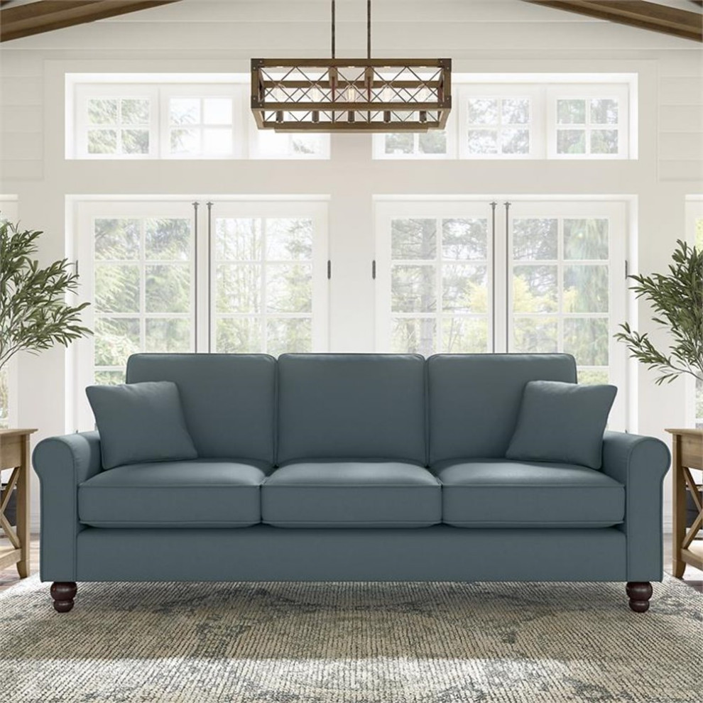 Hudson 85W Sofa in Beige Herringbone Fabric   Sofas   by Homesquare  Houzz