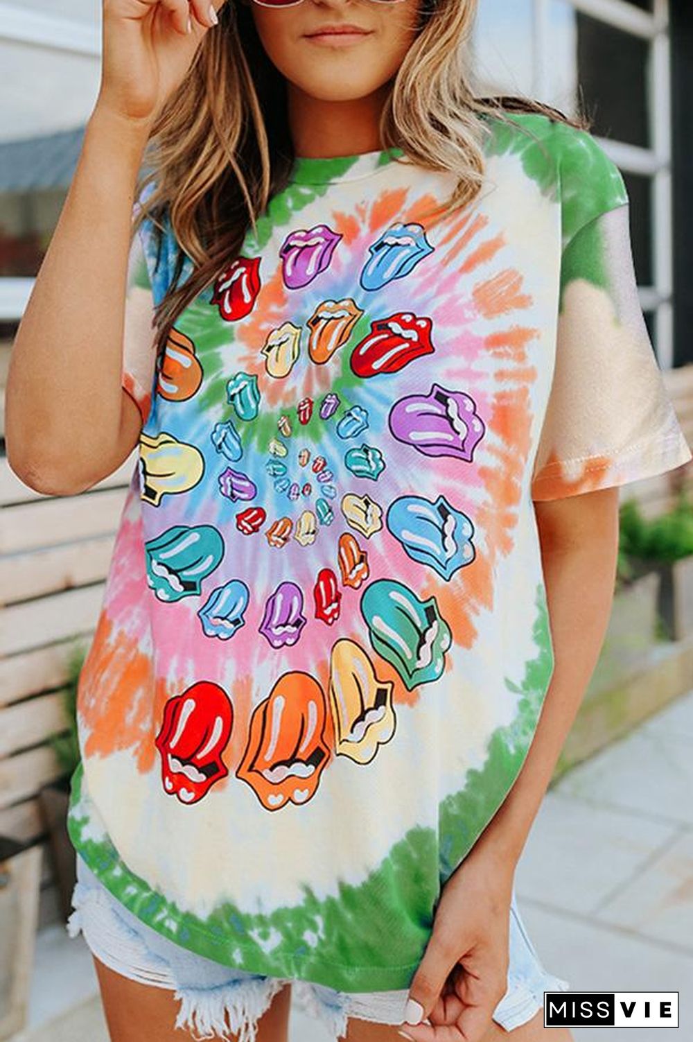 Casual Cartoons Print Round Neck Tee Dress P10478