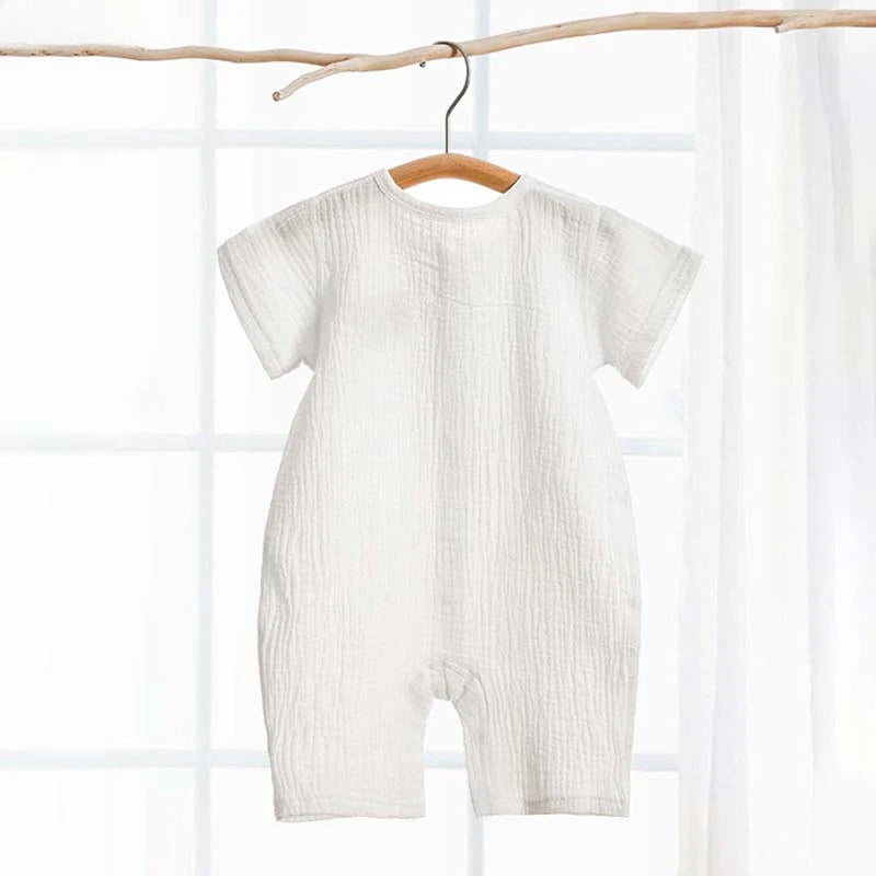 Baby Romper Muslin Short Sleeves Jumpsuit for Girls Boys Cute Bear One-Pieces Clothing Newborn Summer Thin Bodysuits