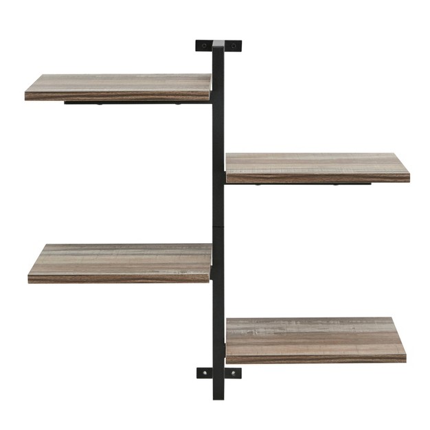 4 tier Sienna Vertical Wall Shelf Unit Black rustic Danya B