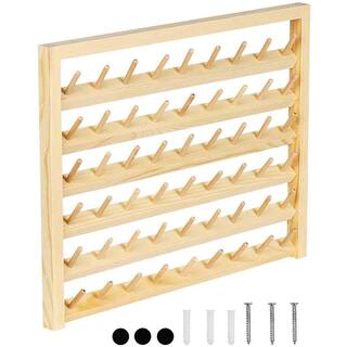 Oumilen 54-Spool Wall Mounted Wooden Sewing Thread Rack HT-BD005