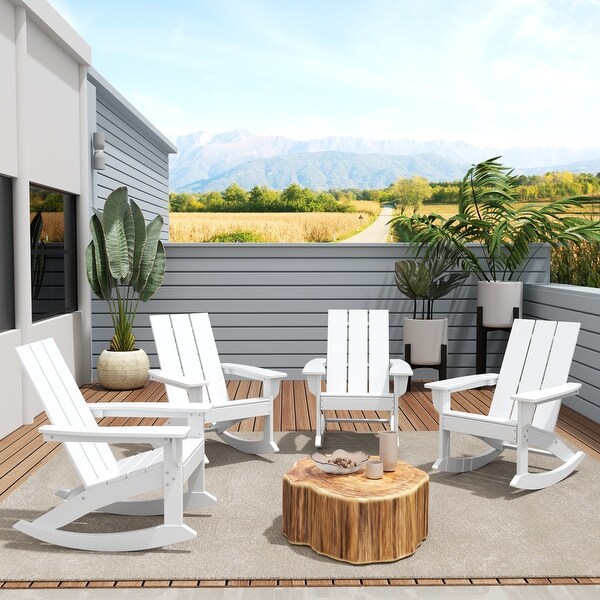 Polytrends Shoreside Modern EcoFriendly All Weather Poly Adirondack Rocking Chairs (Set of 4)