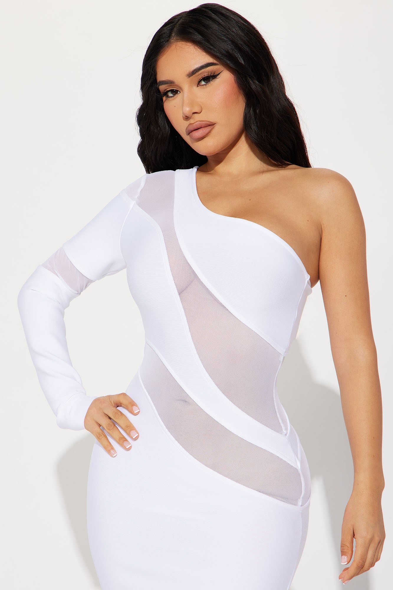 Ava Bandage Midi Dress - White