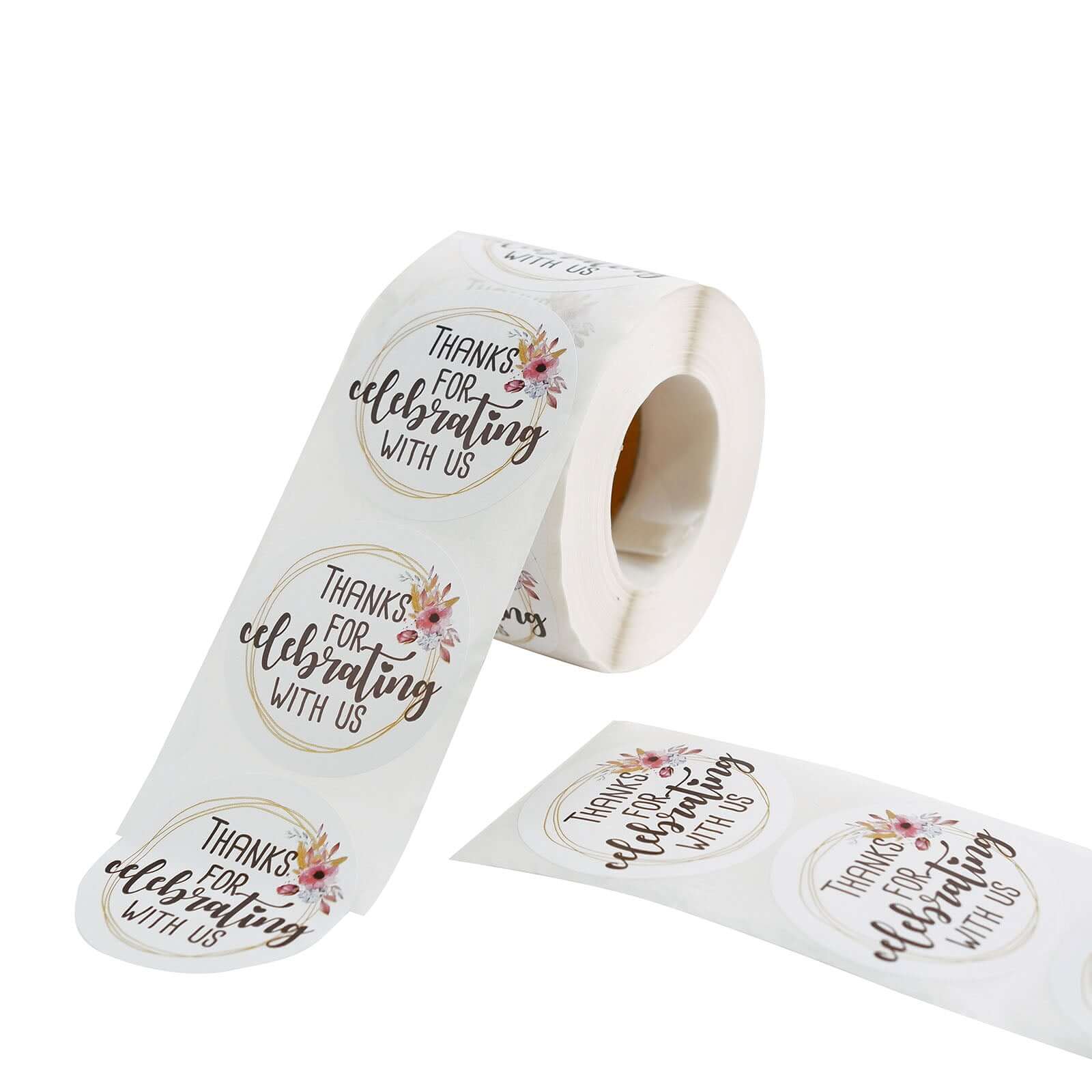 500pcs Thanks for celebrating with Us Stickers Roll, Labels for Envelops Seal and Wedding Favors - Round 2