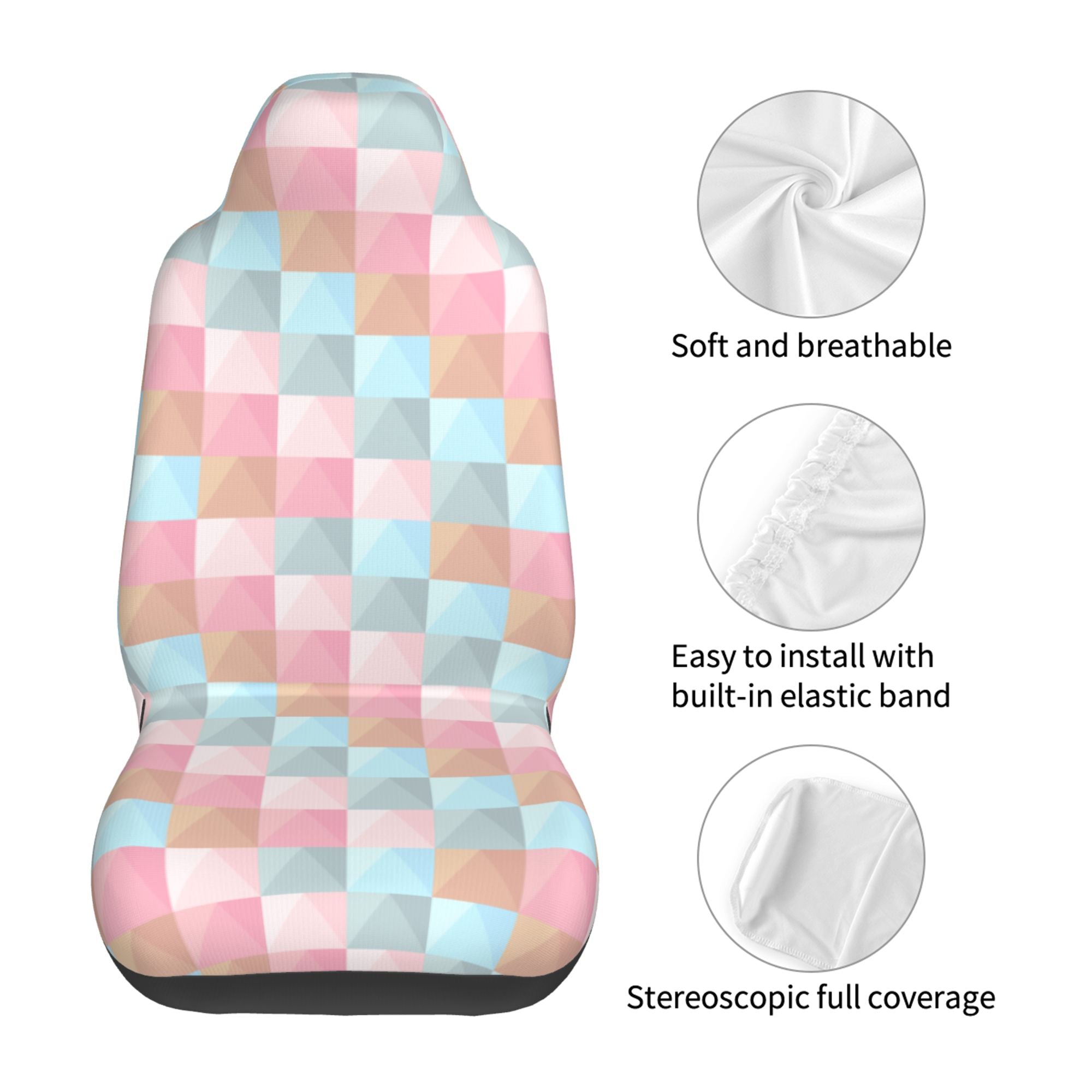 ZICANCN Car Seat Cover Triangle Geometry Car Front Seat Covers Protectors ， Automotive Seat Covers for Cars Trucks Suv