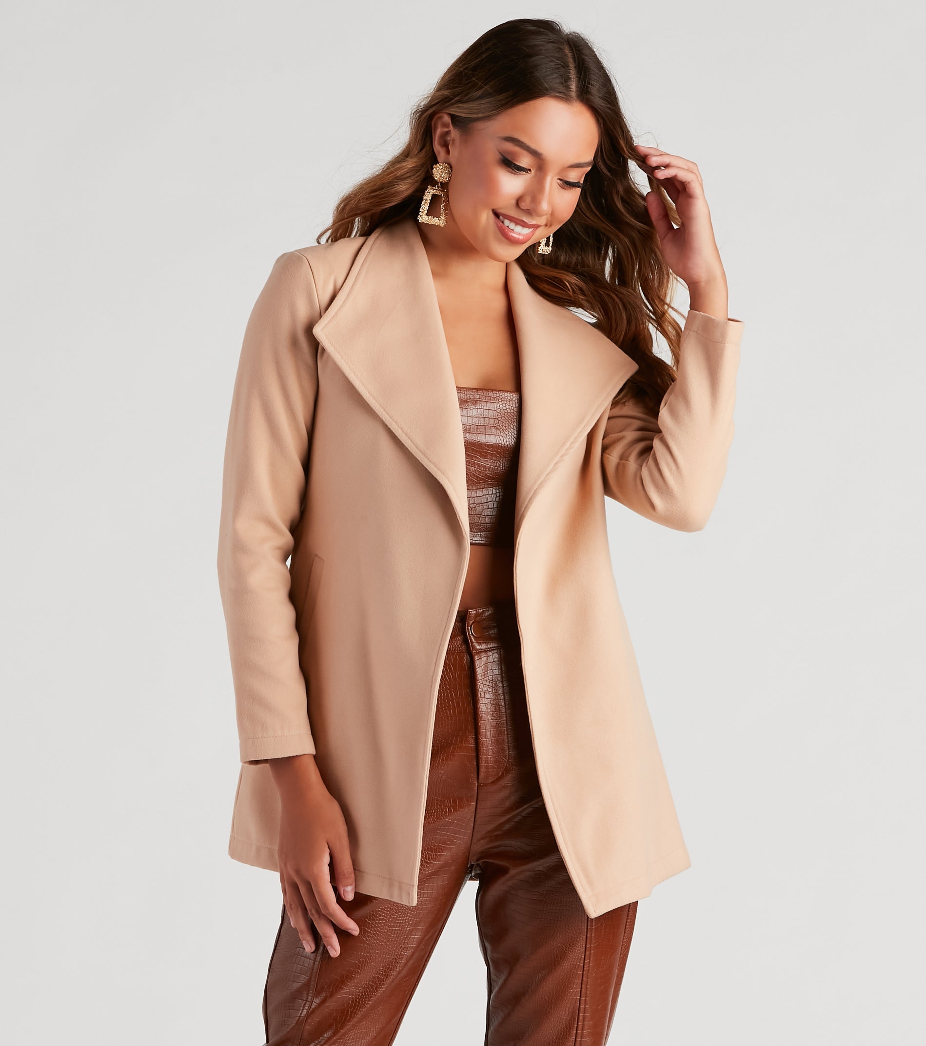 Polished And Chic Faux Wool Trench