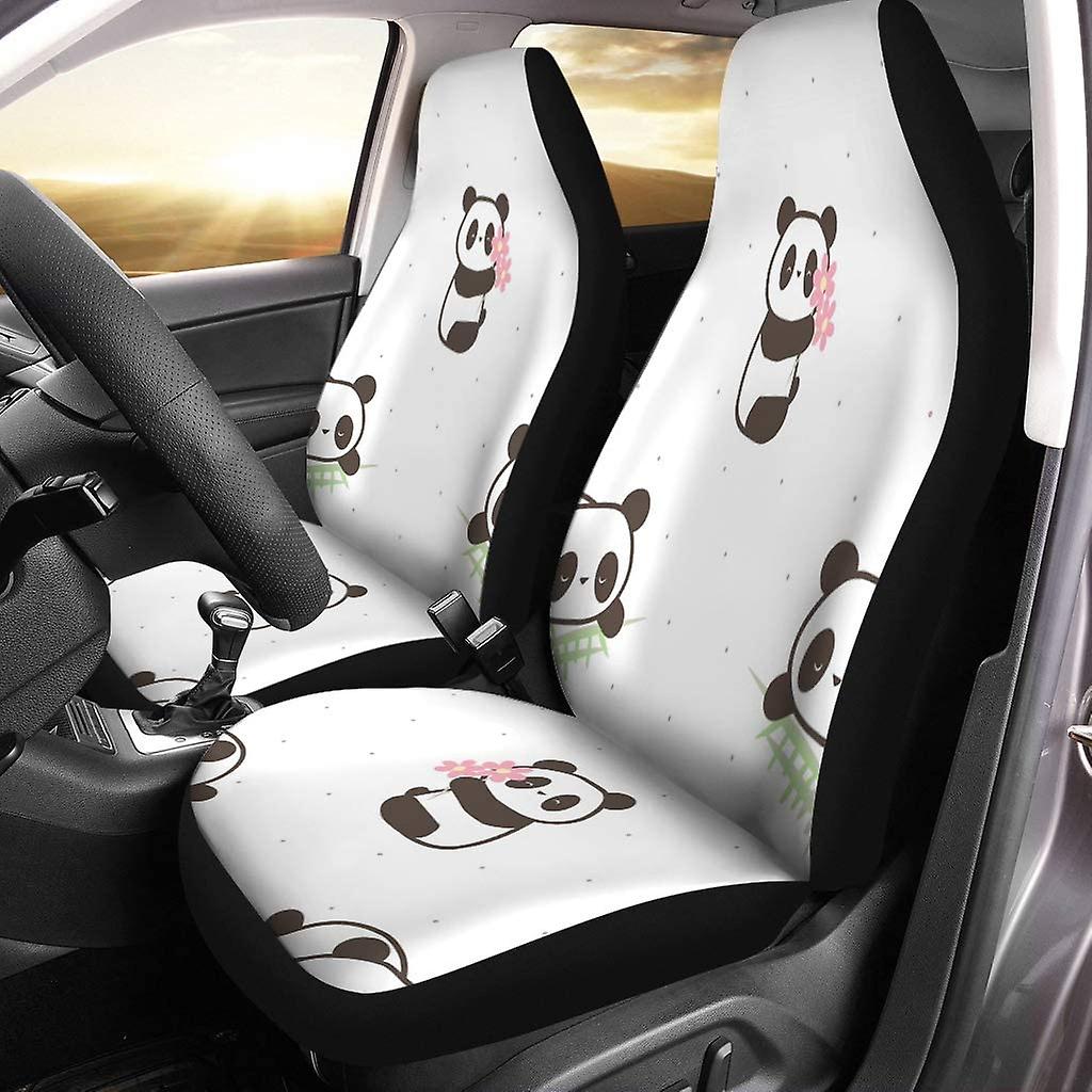 Set Of 2 Car Seat Covers Panda Universal Auto Front Seats Protector Fits For Car，suv Sedan，truck D---46379