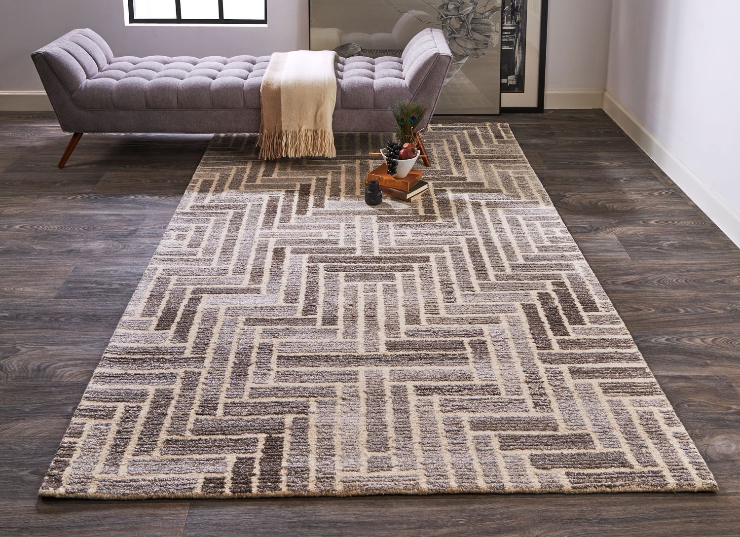 Palatez Hand Tufted Gray and Ivory Rug by BD Fine