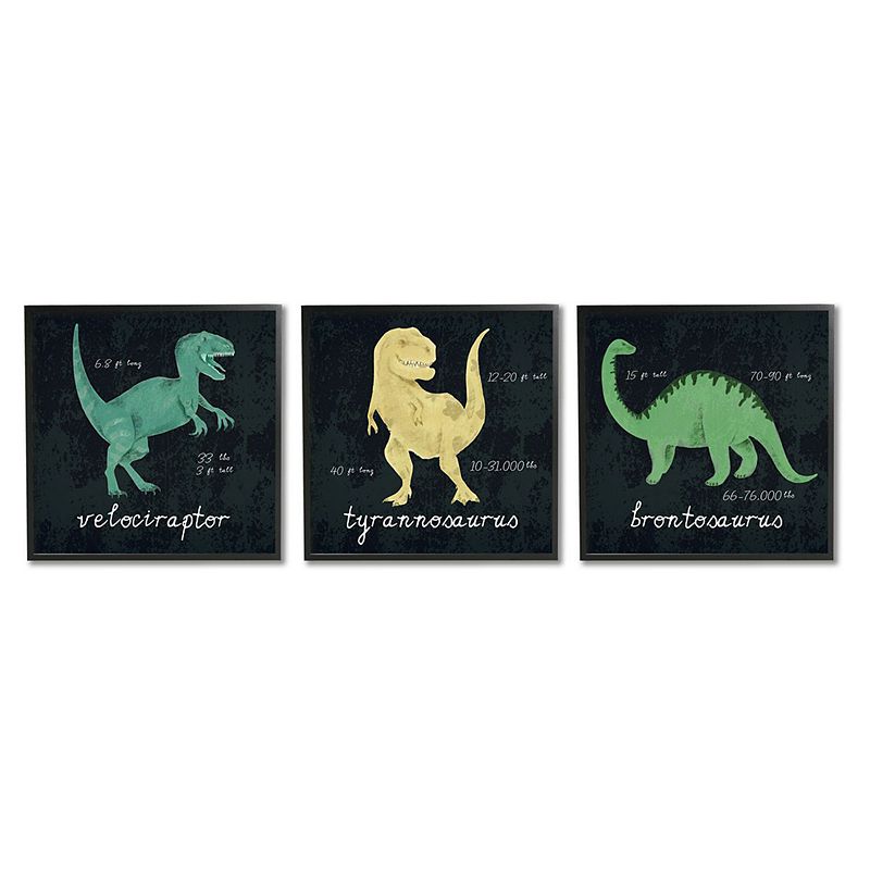 Stupell Home Decor Dinosaur Facts Framed Wall Art 3-piece Set