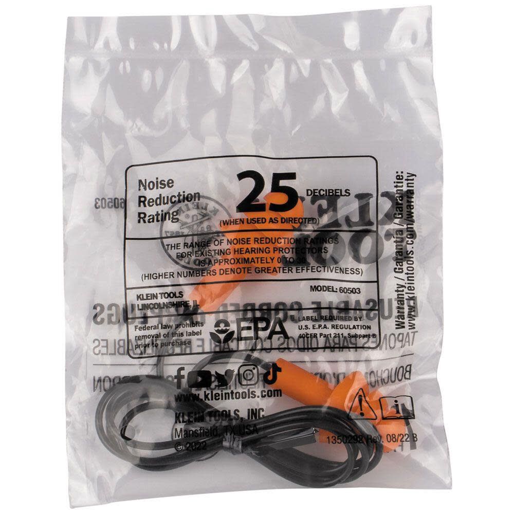 Klein Tools Corded Earplugs 50 Pairs 6050350 from Klein Tools