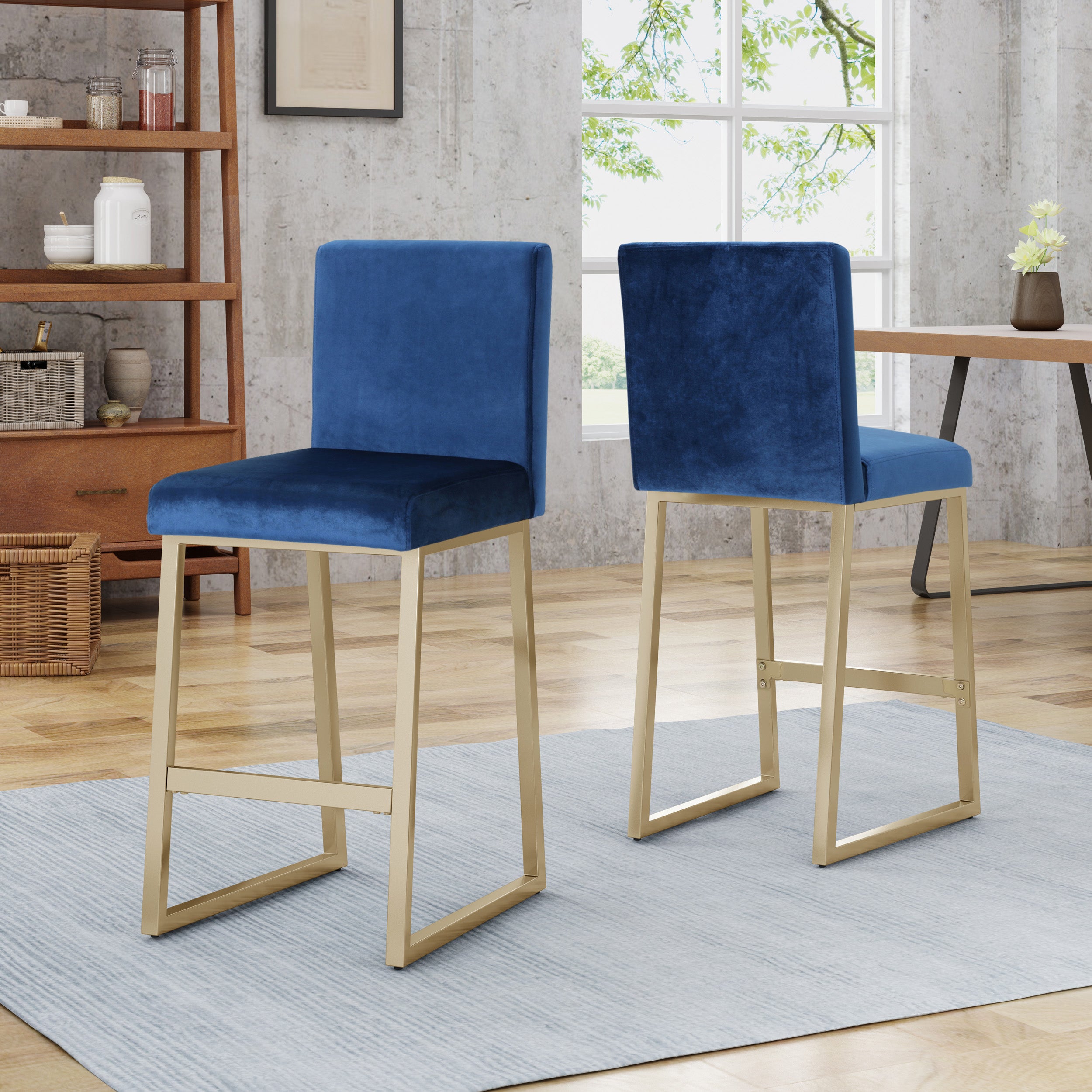 Lexi Modern Velvet Barstools (Set of 2)