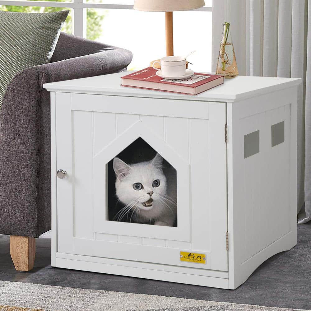 COZIWOW Wooden Cat Litter Box Enclosure With 4 Vents CW12F0309