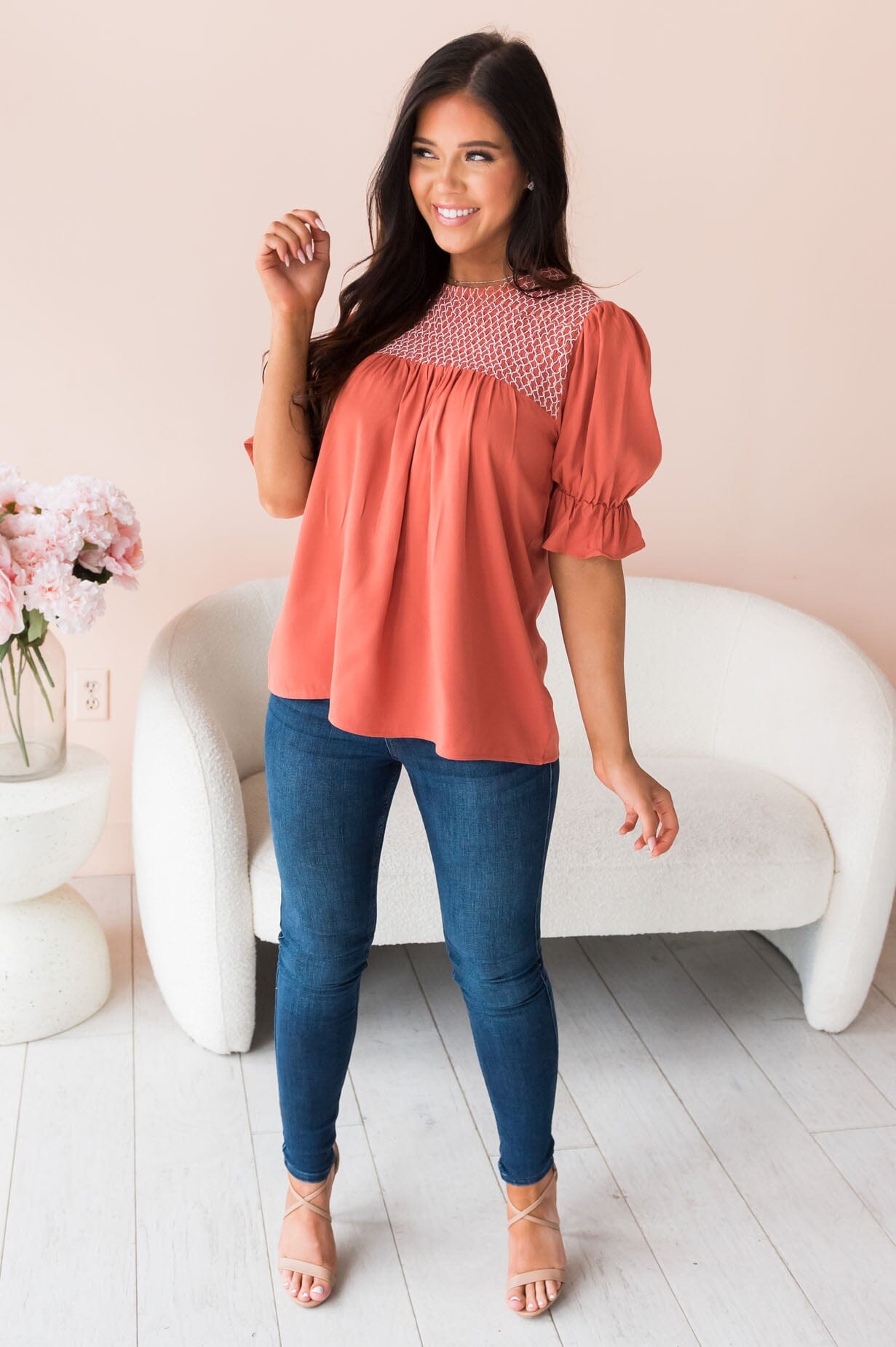 Drift Away Embroidered Modest Blouse